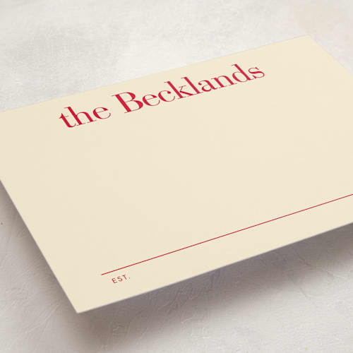 This is a apple personalized stationery thank you cards with standard by Baumbirdy called established date printing on signature in 5x7