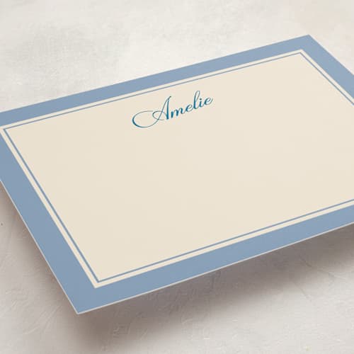 This is a cornflower personalized stationery thank you cards with standard by chocomocacino called naia printing on signature in 5x7