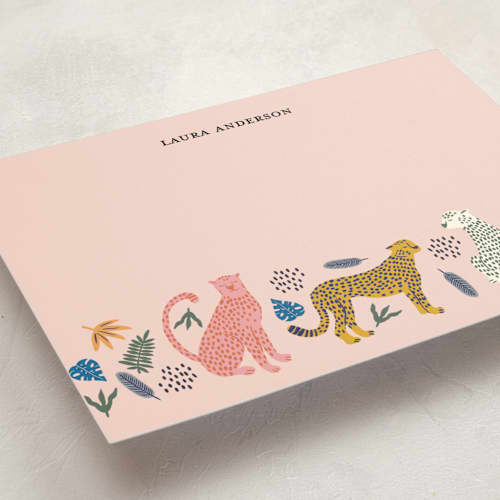 This is a flamingo personalized stationery thank you cards with standard by iamtanya called sweet tropical printing on signature in 5x7