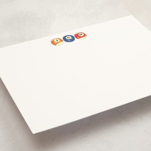 This is a cotton personalized stationery thank you cards with standard by Susan Zinader called billiard birthday printing on signature in 5x7