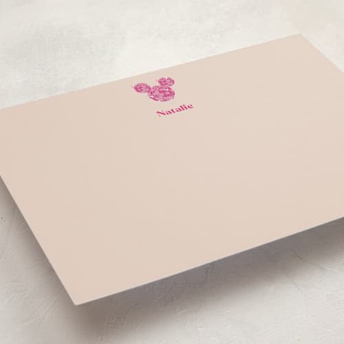 This is a blush personalized stationery thank you cards with standard by CDesignbychen called disney's mickey mouse shimmer printing on signature in 5x7