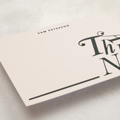 This is a coal personalized stationery thank you cards with standard by Sumak Studio called thanks printing on signature in 5x7