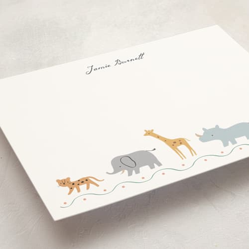This is a jungle personalized stationery thank you cards with standard by Cubeely Paris called little safari adventure printing on signature in 5x7