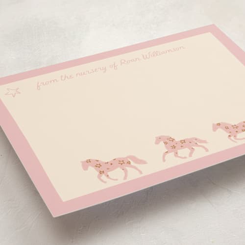 This is a cotton candy personalized stationery thank you cards with standard by Jenna Holcomb called pink pony club printing on signature in 5x7