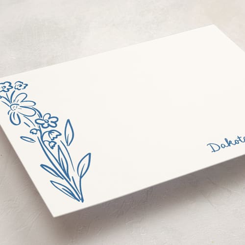 This is a cornflower personalized stationery thank you cards with standard by Jenna Holcomb called wildflower note printing on signature in 5x7