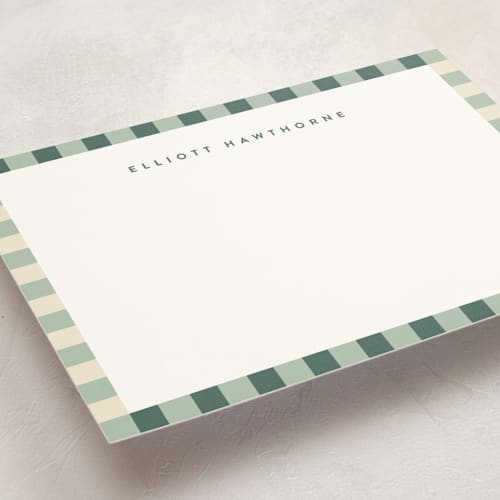 This is a pistachio personalized stationery thank you cards with standard by Olivia Raufman called refined stripe printing on signature in 5x7