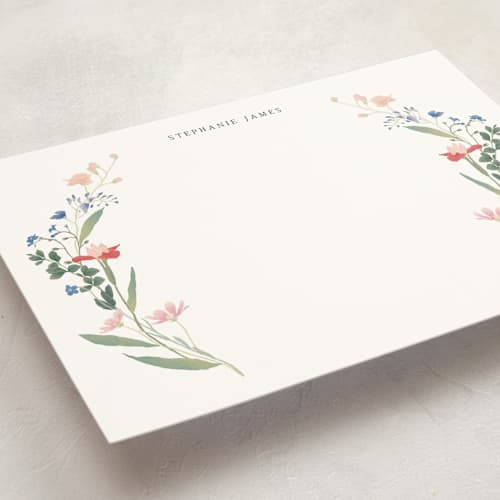 This is a spring personalized stationery thank you cards with standard by Elly called botanical printing on signature in 5x7