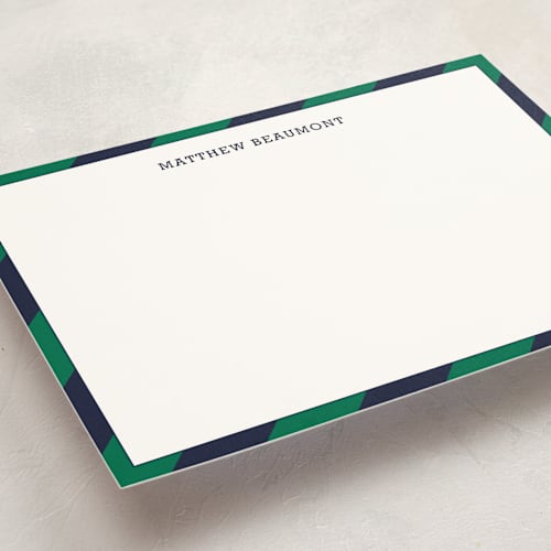 This is a emerald green personalized stationery thank you cards with standard by Seth Caskey called wide stripe nautical printing on signature in 5x7
