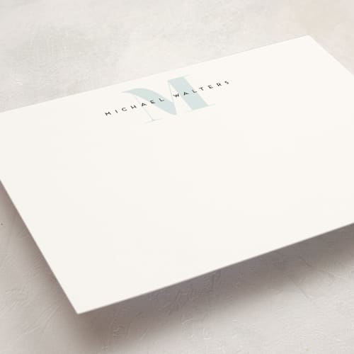 This is a marine personalized stationery thank you cards with standard by Creo Study called strong initial printing on signature in 5x7