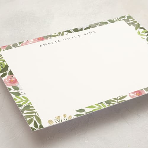This is a petal personalized stationery thank you cards with standard by Elizabeth Bishop called amelia printing on signature in 5x7