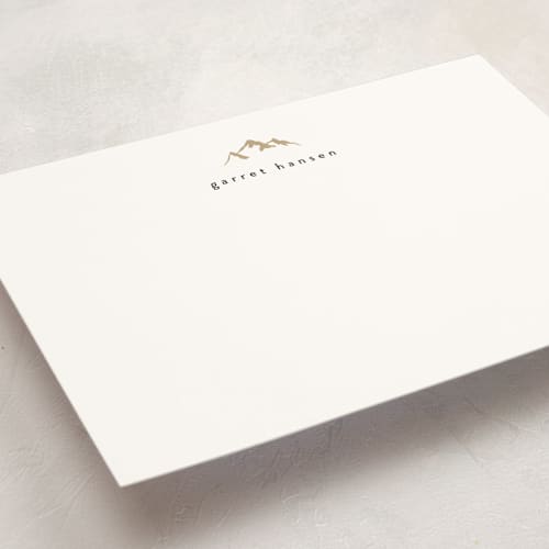 This is a snow personalized stationery thank you cards with standard by Amy Payne called minimal mountain printing on signature in 5x7