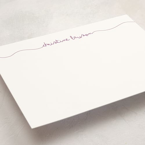 This is a orchid personalized stationery thank you cards with standard by Riri Fabian called purple thread printing on signature in 5x7