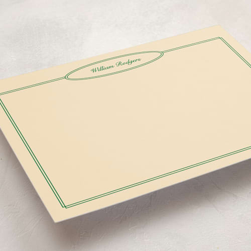 This is a turf personalized stationery thank you cards with standard by Natalie Rae called the oval printing on signature in 5x7