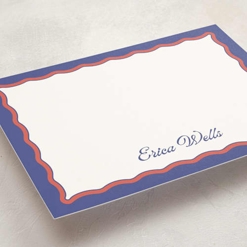 This is a ocean personalized stationery thank you cards with standard by Becky Nimoy called wavy two tone printing on signature in 5x7