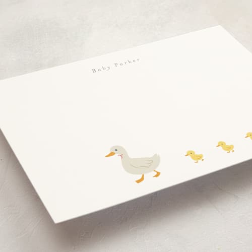This is a buttercup personalized stationery thank you cards with standard by Angela Thompson called baby ducks printing on signature in 5x7