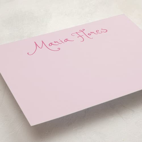 This is a candy personalized stationery thank you cards with standard by Maja Cunningham called whimsical script printing on signature in 5x7