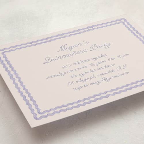 This is a lavender sweet sixteen birthday party invitations with standard by Tamara Hilje called ric rac nostalgia printing on signature in standard