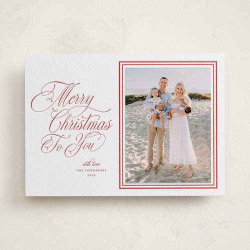 This is a ruby photo mount holiday cards with letterpress by Ashlee Townsend called charleston printing on white cotton in photo_mount