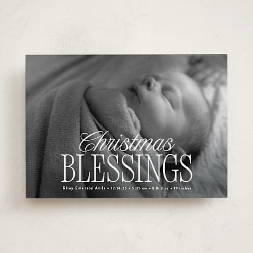 This is a snow babys first christmas with standard by Susan Asbill called blessed welcome printing on recycled smooth signature in standard