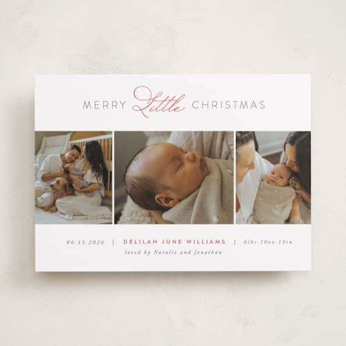 This is a cranberry babys first christmas with standard by Jen Banks called christmas baby printing on recycled smooth signature in standard