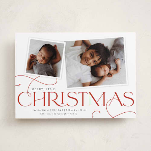 This is a cherry babys first christmas with standard by Sarah Brown called little addition printing on recycled smooth signature in standard
