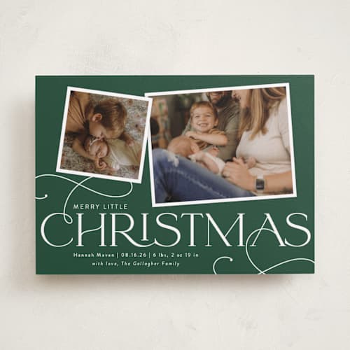 This is a emerald babys first christmas with standard by Sarah Brown called little addition printing on recycled smooth signature in standard