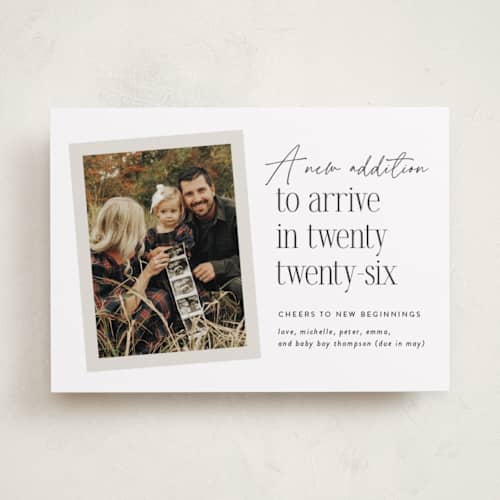 This is a winter babys first christmas with standard by Heather Schertzer called new addition printing on recycled smooth signature in standard