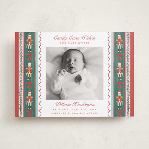 This is a candy cane babys first christmas with standard by Teju Reval called nutcracker lace printing on recycled smooth signature in standard