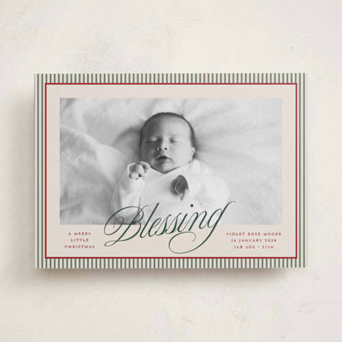 This is a pine babys first christmas with standard by Blustery August called a merry little christmas blessing printing on recycled smooth signature in standard