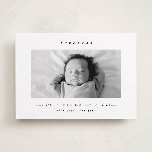 This is a snow birth announcements with standard by AK Graphics called pano printing on recycled smooth signature in standard