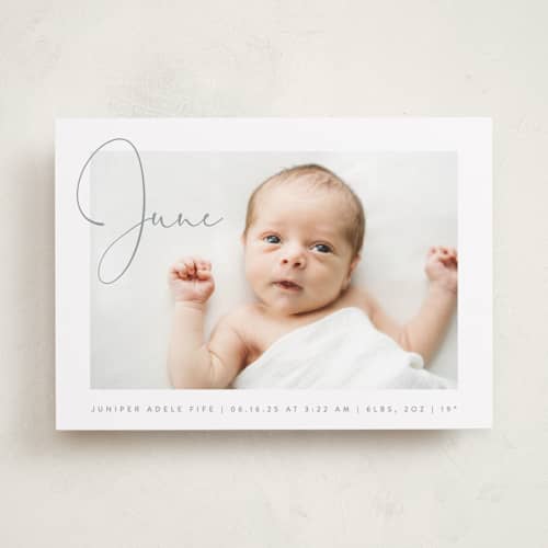This is a storm birth announcements with standard by Olivia Raufman called chic introduction printing on recycled smooth signature in standard