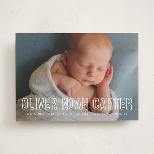 This is a glacier birth announcements with standard by Susan Asbill called little name printing on recycled smooth signature in standard