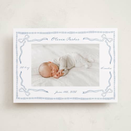 This is a sky birth announcements with standard by Jelena Vuletic called arabella printing on recycled smooth signature in standard