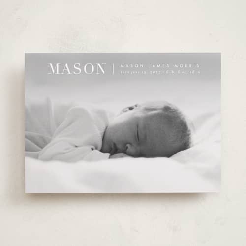 This is a snow birth announcements with standard by Sarah Curry called simply named printing on recycled smooth signature in standard