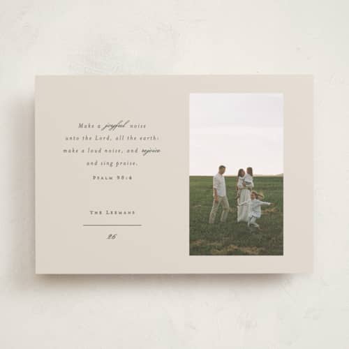 This is a eggnog photo christmas cards with standard by Corinne Malesic called joyful noise printing on recycled smooth signature in standard