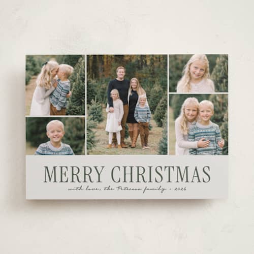 This is a pine photo christmas cards with standard by Brianne Larsen called modern five printing on recycled smooth signature in standard