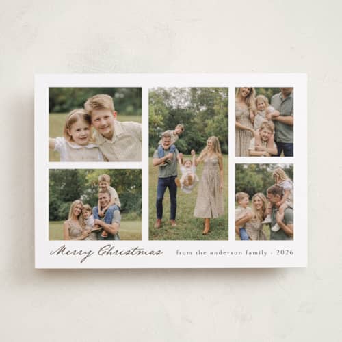 This is a walnut photo christmas cards with standard by Chris Griffith called holiday family printing on recycled smooth signature in standard