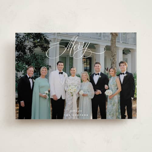 This is a snow photo christmas cards with standard by Sara Hicks Malone called timeless merry printing on recycled smooth signature in standard