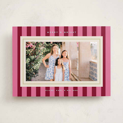 This is a candy cane photo christmas cards with standard by Jenna Holcomb called bold stripe printing on recycled smooth signature in standard