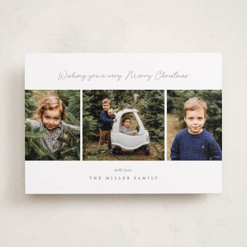 This is a antique photo christmas cards with standard by Jennifer Postorino called simple trio printing on recycled smooth signature in standard