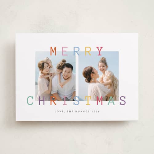 This is a sunset photo christmas cards with standard by Ana Sharpe called bright wishes printing on recycled smooth signature in standard