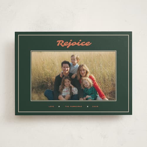 This is a evergreen photo christmas cards with standard by Ana de Sousa called joyful rejoice printing on recycled smooth signature in standard