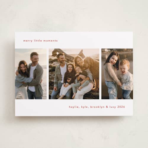 This is a marshmallow photo christmas cards with standard by Mary Kay Garttmeier called merry little moments printing on recycled smooth signature in standard