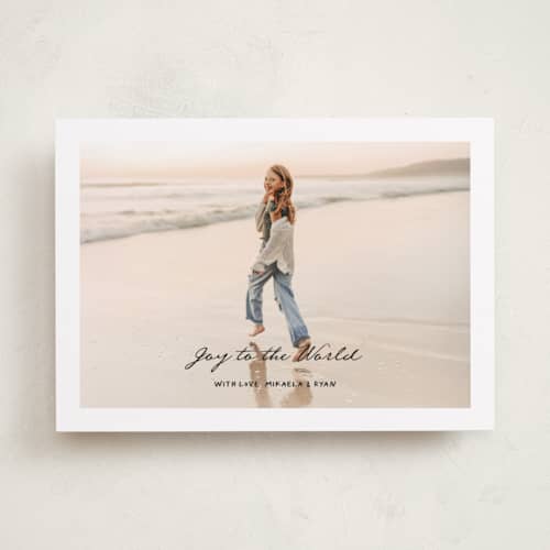 This is a onyx photo christmas cards with standard by Benita Crandall called joyeux printing on recycled smooth signature in standard