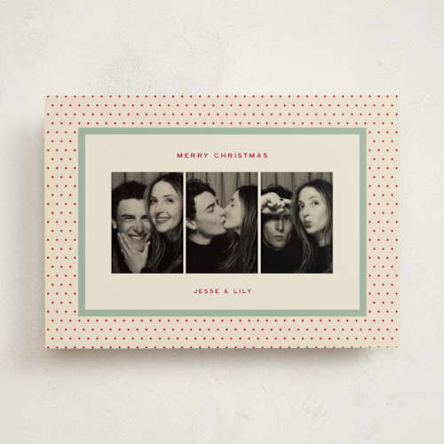 This is a mint photo christmas cards with standard by Ellen Schlegelmilch called retro polka printing on recycled smooth signature in standard
