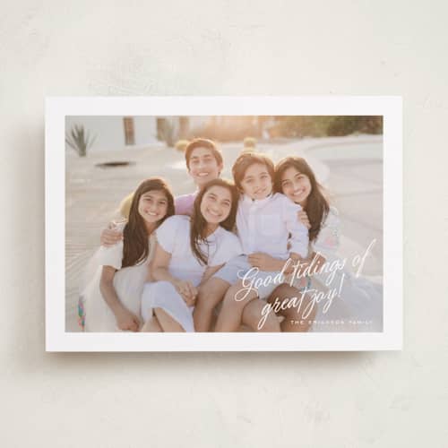 This is a snowdrift photo christmas cards with standard by Jessica Williams called behold printing on recycled smooth signature in standard