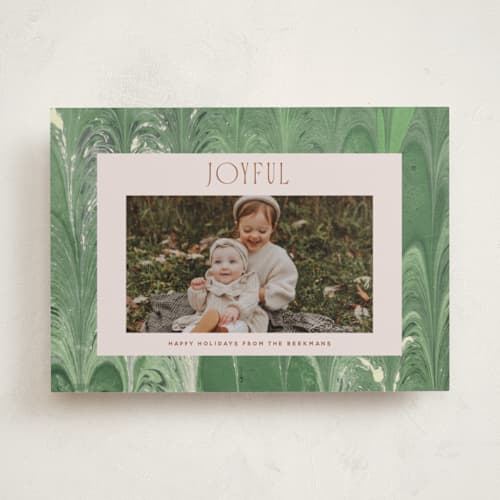 This is a wintergreen photo christmas cards with standard by Olivia Kanaley Inman called endpaper printing on recycled smooth signature in standard