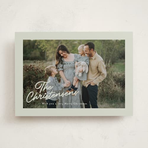 This is a mint photo christmas cards with standard by Angela Garrick called standout name printing on recycled smooth signature in standard