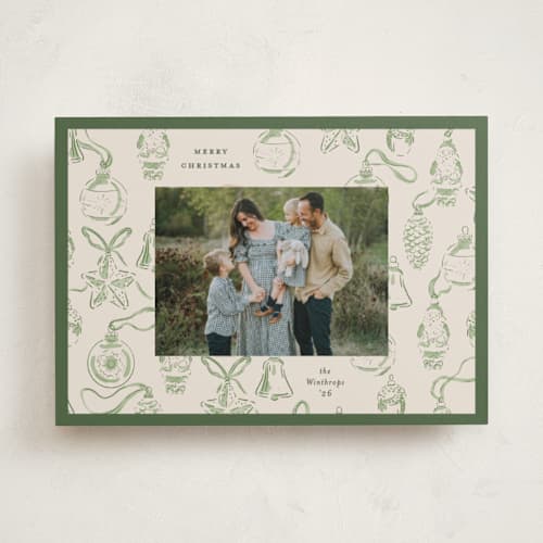 This is a pine photo christmas cards with standard by Corinne Malesic called ornament collection printing on recycled smooth signature in standard