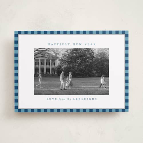 This is a navy photo christmas cards with standard by Kristie Kern called the charleston printing on recycled smooth signature in standard